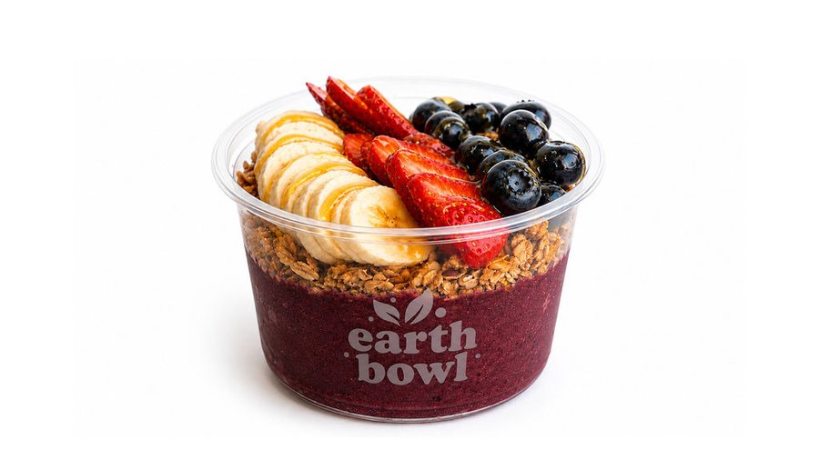 Acai bowl with banana, strawberries and blueberries